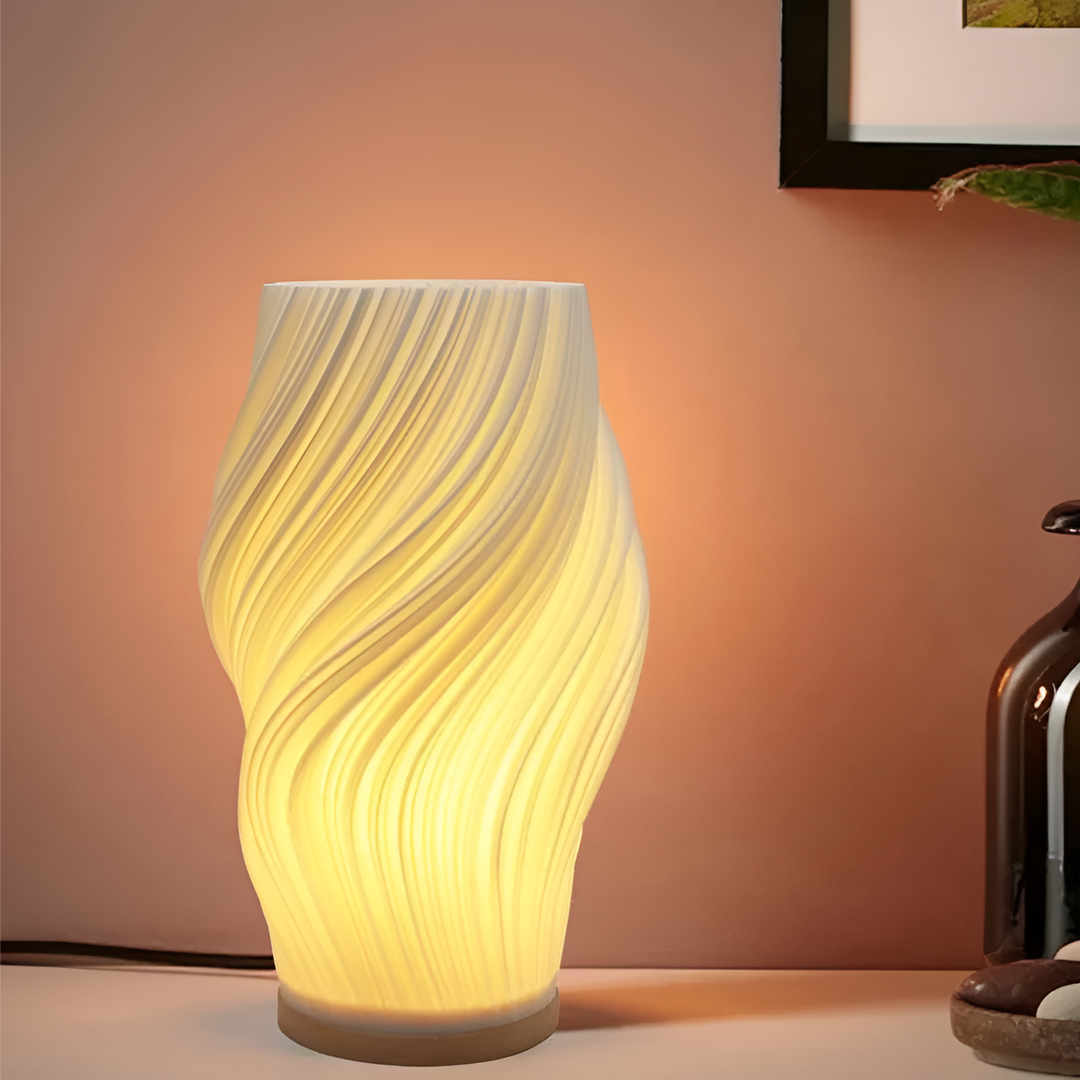 Stornfield | DreamWave - Modern Cream 3D Wavy Lamp with Sleek Metal Base