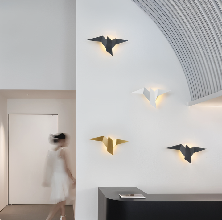Stornfield | OriTori Wall Sconce - Geometric Origami Bird Wall Lamp - Japanese Style Wall Light Design