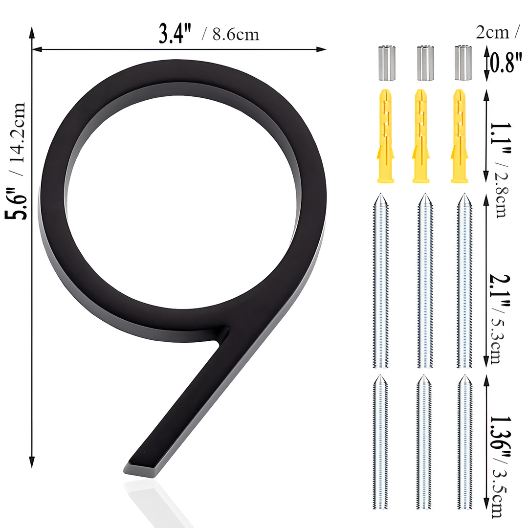 Stornfield | Full Black House Number - Modern House Number - House Number Sign