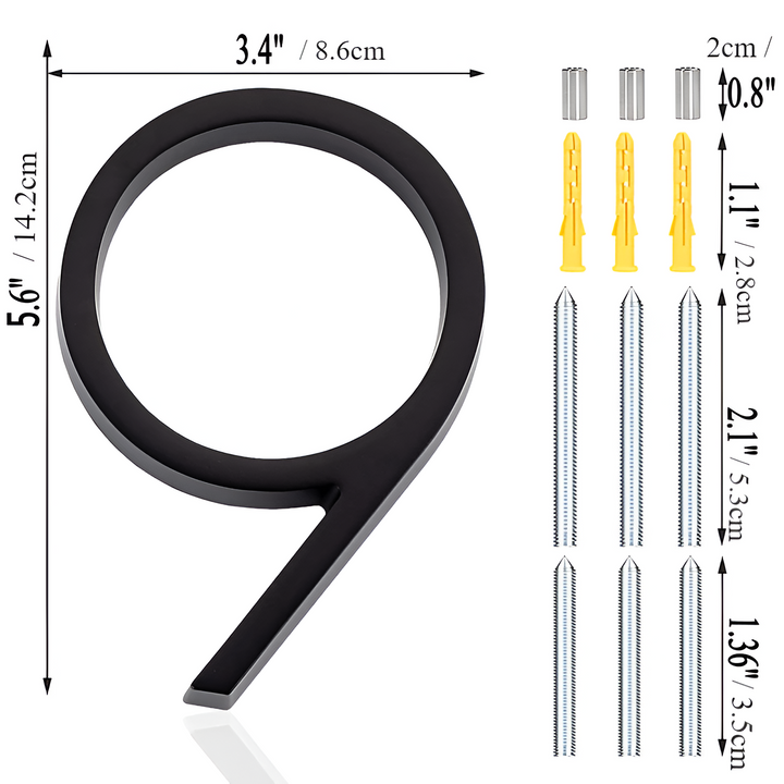 Stornfield | Full Black House Number - Modern House Number - House Number Sign
