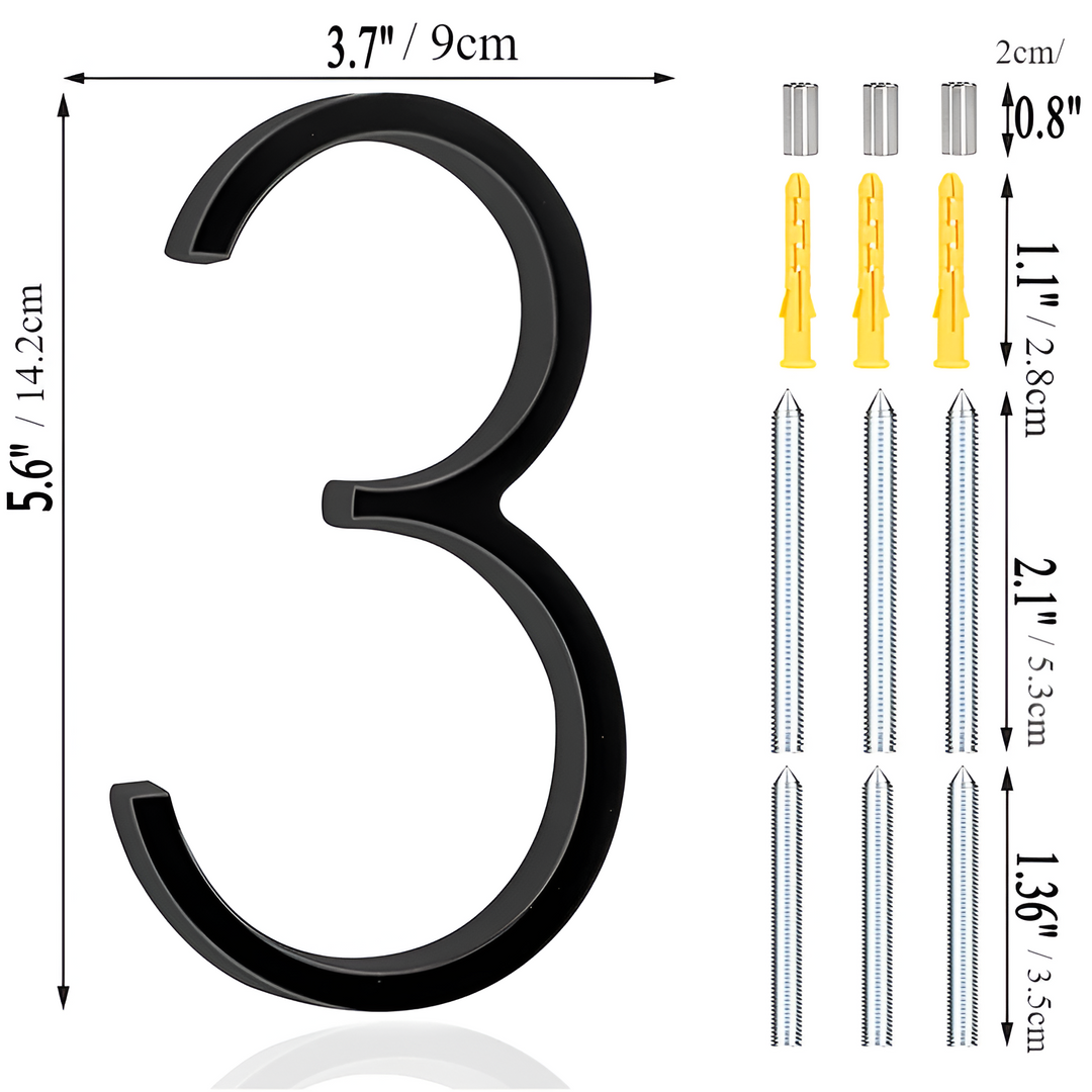 Stornfield | Full Black House Number - Modern House Number - House Number Sign