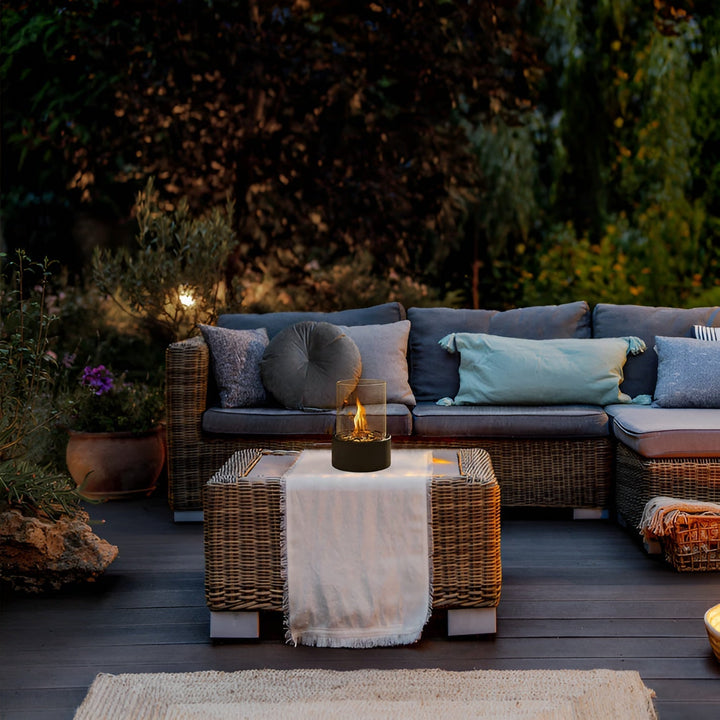 Stornfield | SleekFlame - Stylish Black Metal Tabletop Fireplace