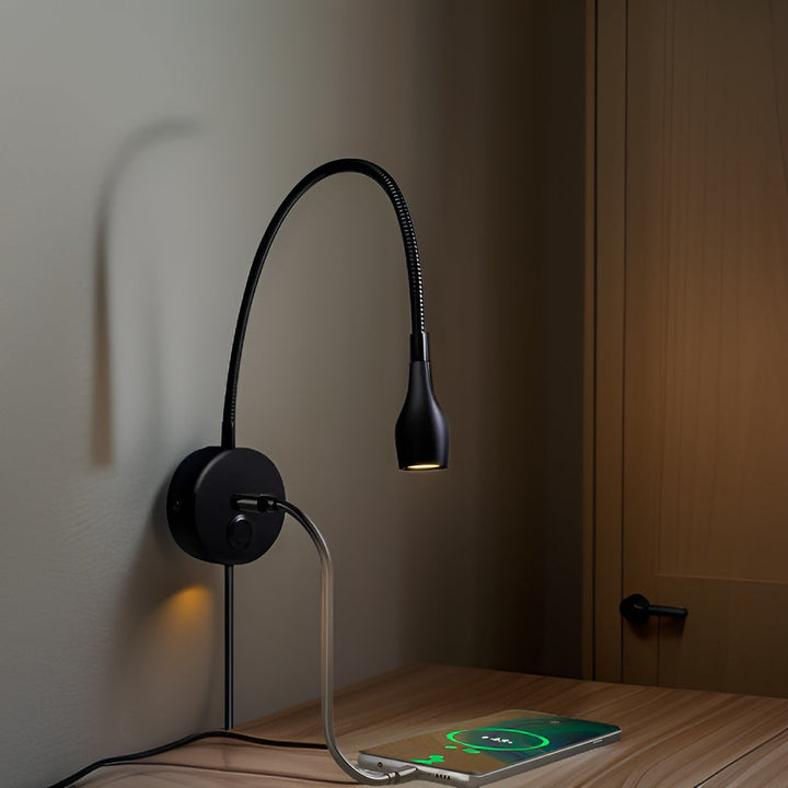 Stornfield | TouchGlow - 2-in-1 Gooseneck Wall Light with USB Charger for Cozy Reading Evenings