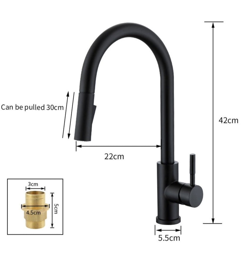 Stornfield | TouchTech Pull-Out Kitchen Tap – Sensor Touchless Mixer Tap with Flexible Spout | Modern Brass Faucet