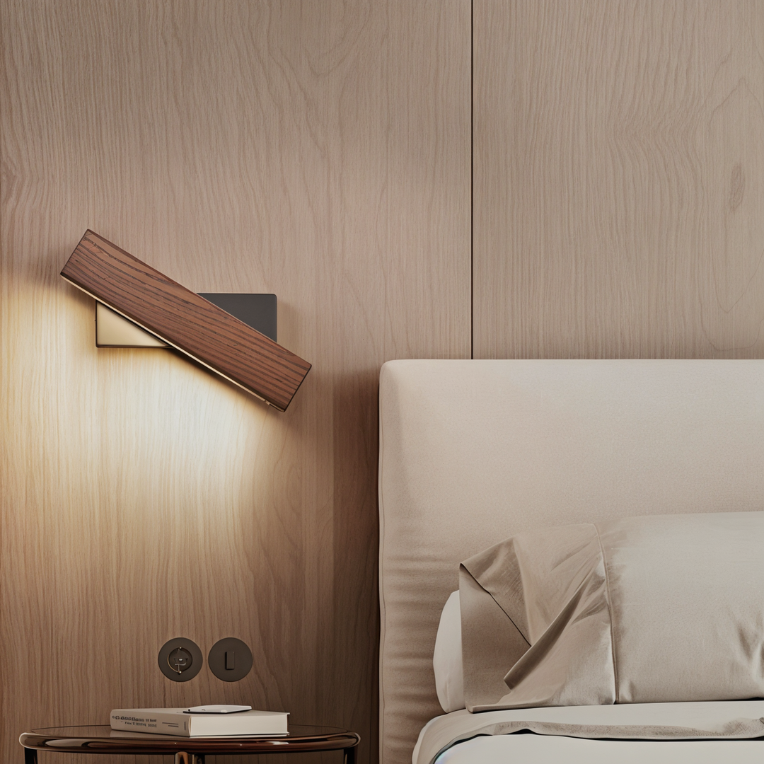 Stornfield | TwistLED Wall Lamp - 360° Rotatable Rectangular Wooden LED Wall Lamp