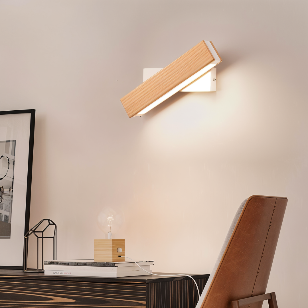 Stornfield | TwistLED Wall Lamp - 360° Rotatable Rectangular Wooden LED Wall Lamp
