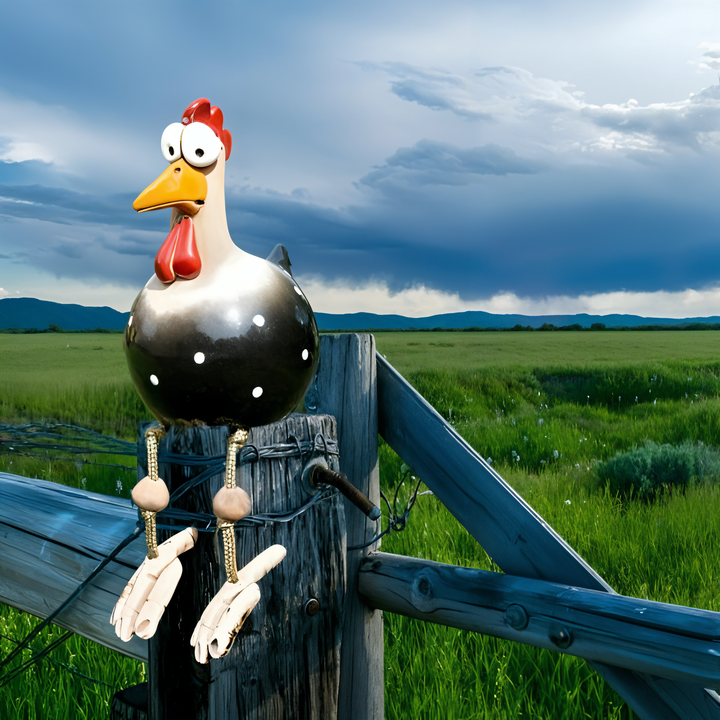 Stornfield | Large Eyes Chicken Statue - Weatherproof Resin Craft - Rooster Garden Statue