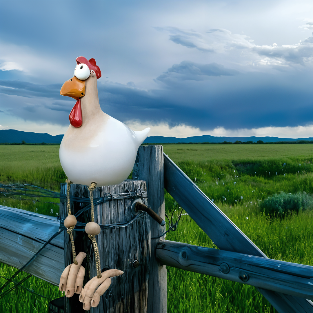 Stornfield | Large Eyes Chicken Statue - Weatherproof Resin Craft - Rooster Garden Statue