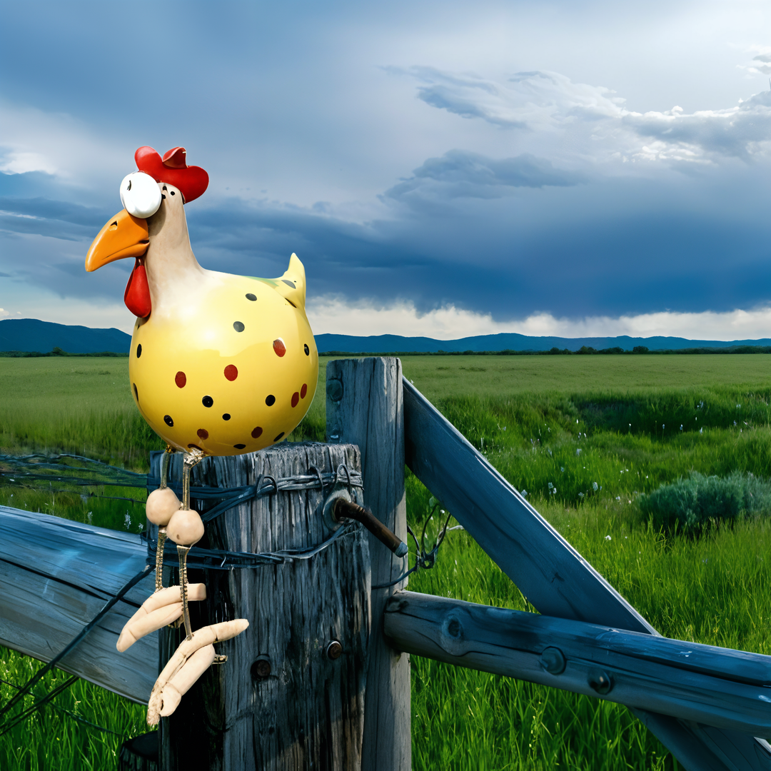 Stornfield | Large Eyes Chicken Statue - Weatherproof Resin Craft - Rooster Garden Statue