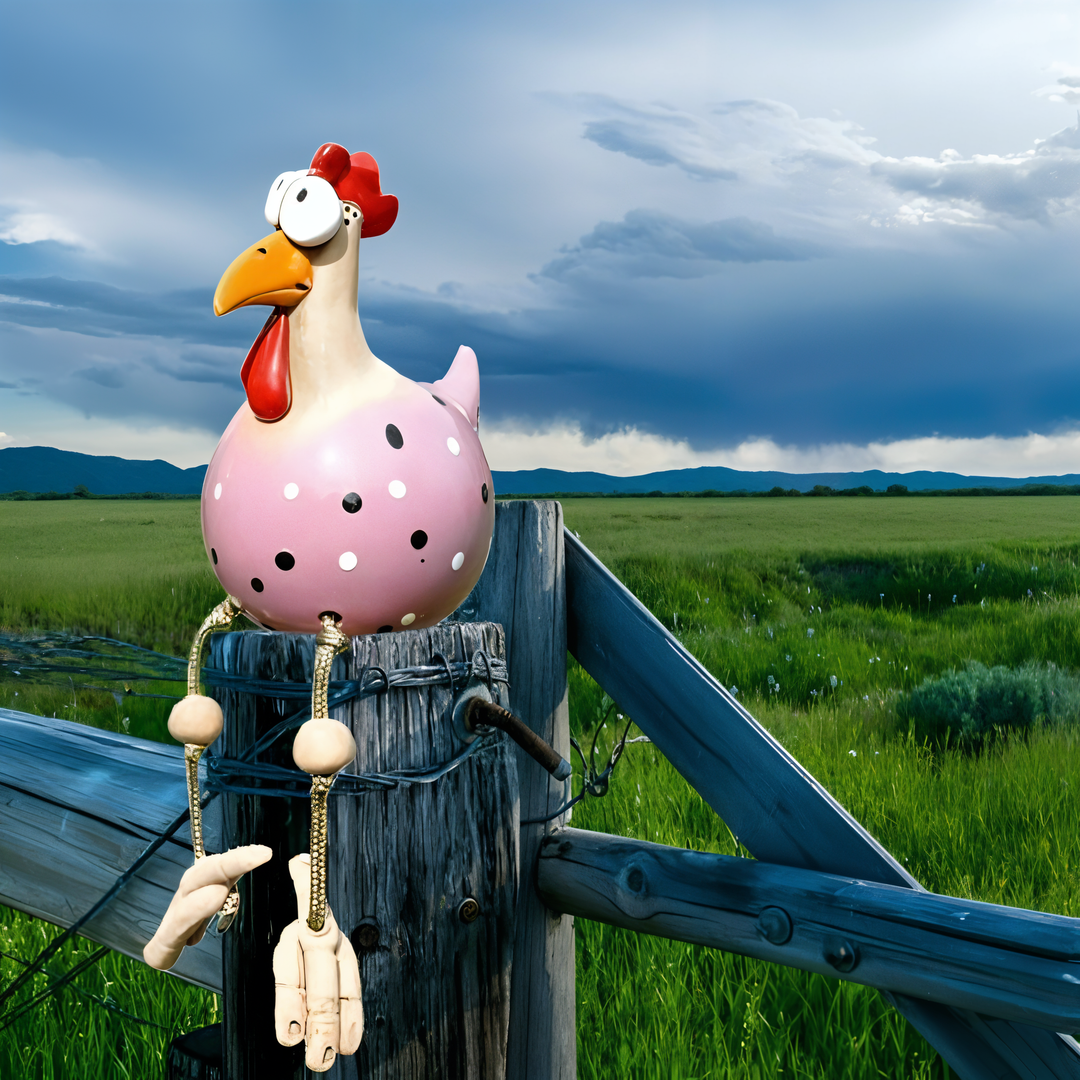 Stornfield | Large Eyes Chicken Statue - Weatherproof Resin Craft - Rooster Garden Statue