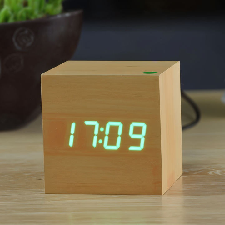 Stornfield | Digital LED Clock - Cube Clock - Wooden Clock