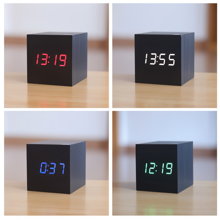Stornfield | Digital LED Clock - Cube Clock - Wooden Clock