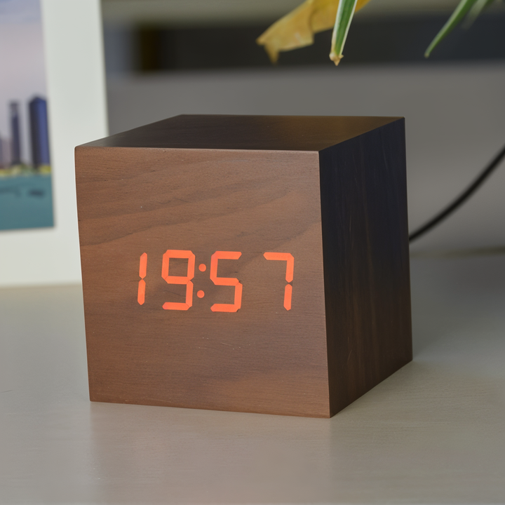 Stornfield | Digital LED Clock - Cube Clock - Wooden Clock