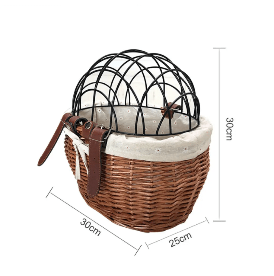 Stornfield | PawRide | Front-Mounted Wicker Dog Bike Basket – Safe, Stylish & Weatherproof