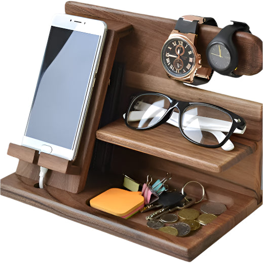 Stornfield Wooden Charging Station and Desk Organizer for Phones and Accessories