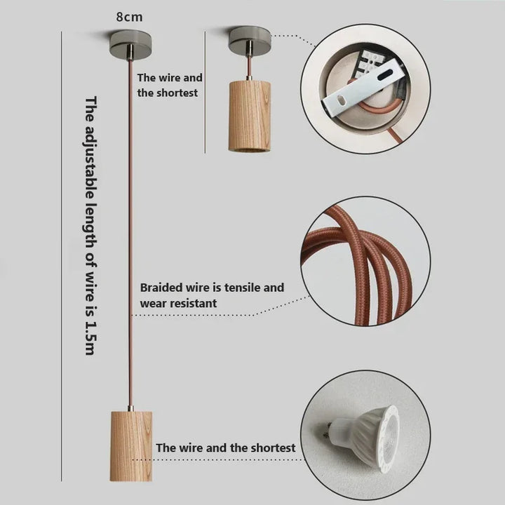 Scandinavian Wooden Pendant Lamp – Minimalist Design for Living Room and Bedroom | Natural Wood Look | Stornfield
