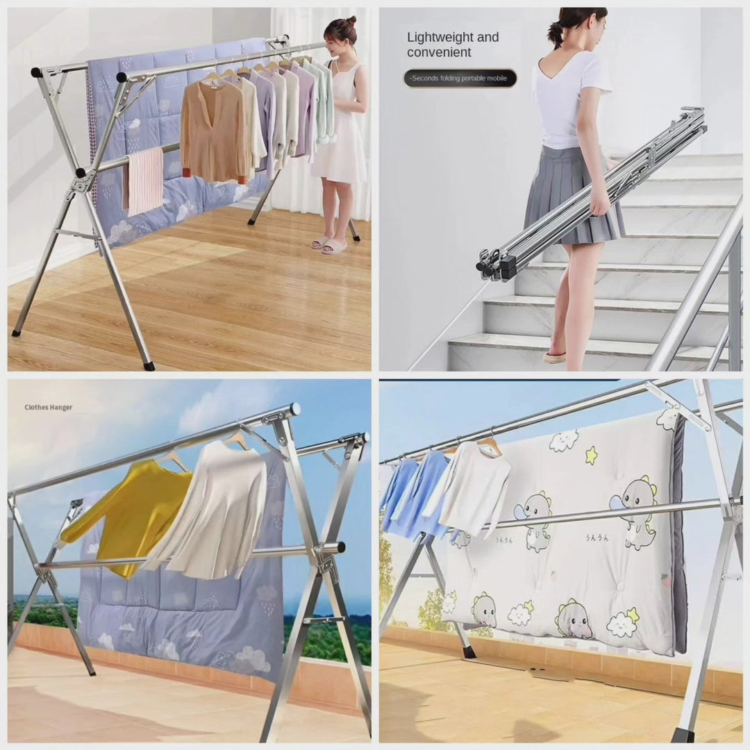 Stornfield | Étagère de séchage pour vêtements intérieure/balcon en acier inoxydable pliable