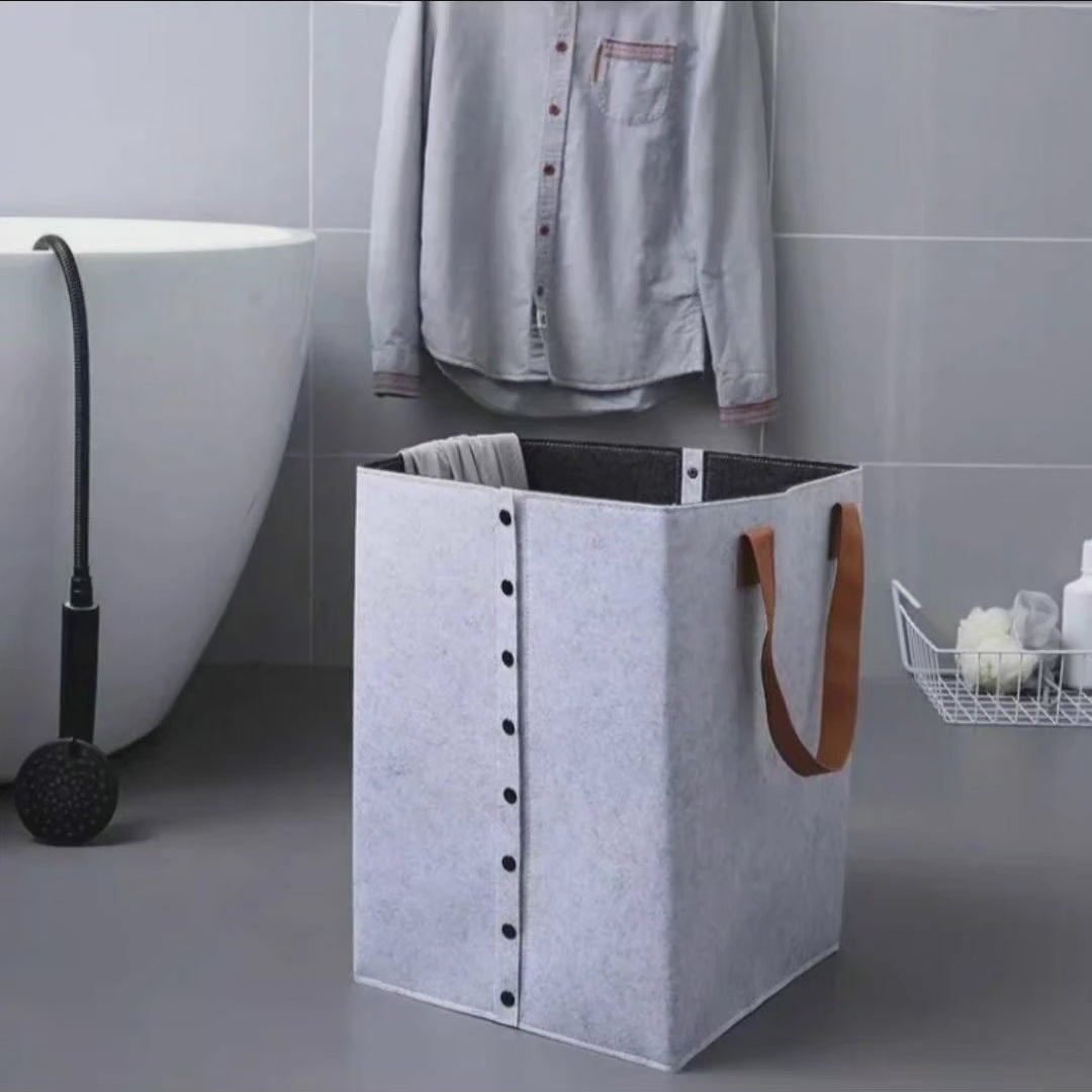 Stornfield | Panier à linge pliable avec poignées en cuir