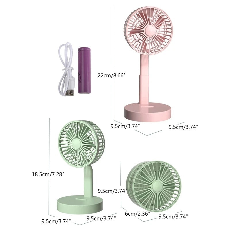 Foldable Telescopic Charging Fan, Minimalist, Mini Portable Desktop | Stornfield