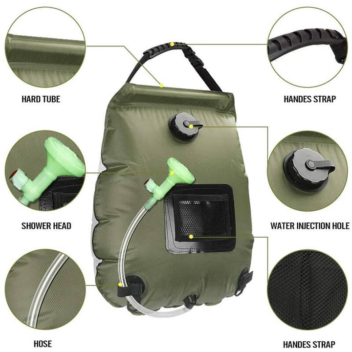 ZonFlow Foldable Outdoor Shower Bag – 20L Solar Heating | Stornfield