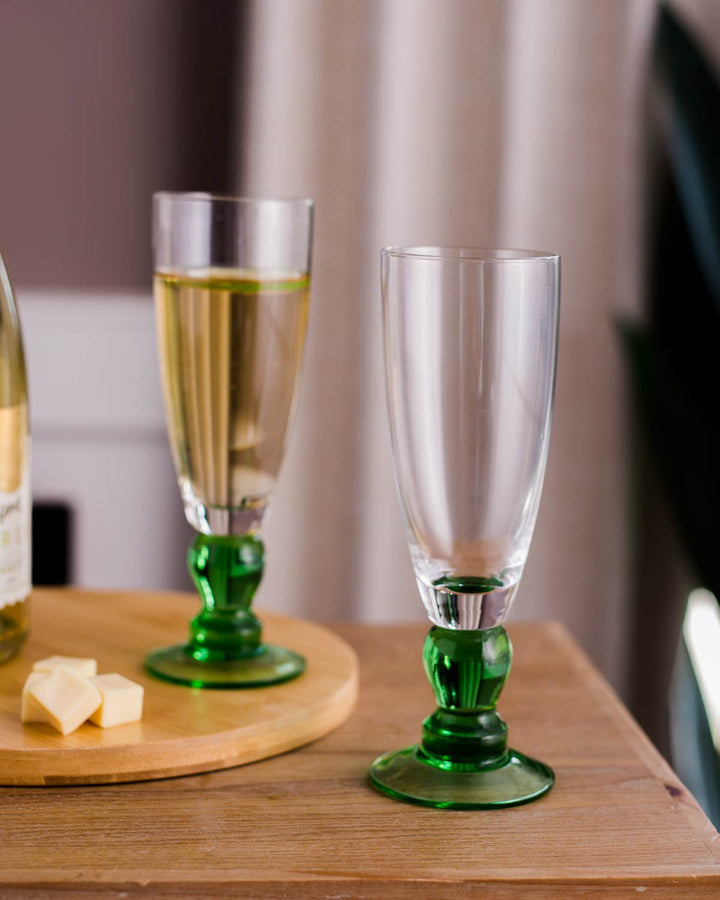 Stornfield | Green Swirl Champagne Flutes - Set of 6