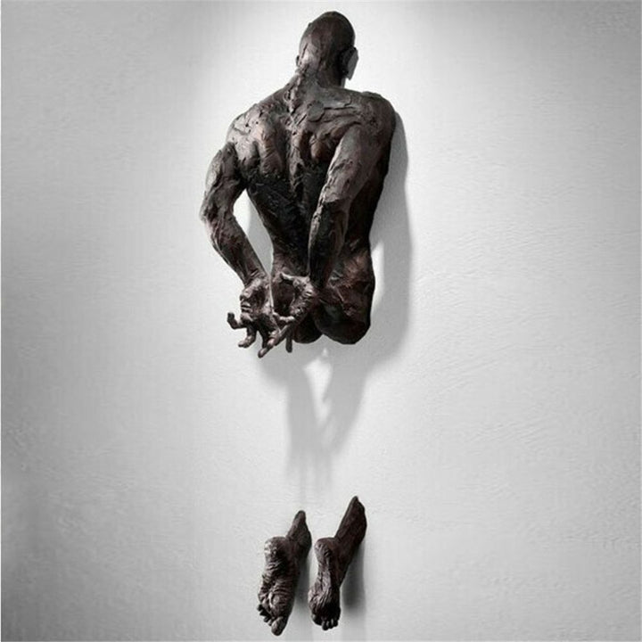 Stornfield | Imitation Copper Resin Abstract Figure 3D Climbing Wall Art Through Wall Statue Sculpture