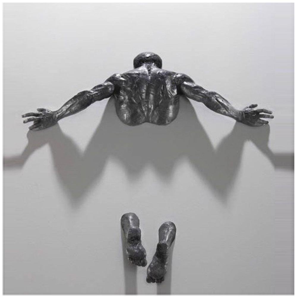 Stornfield | Imitation Copper Resin Abstract Figure 3D Climbing Wall Art Through Wall Statue Sculpture