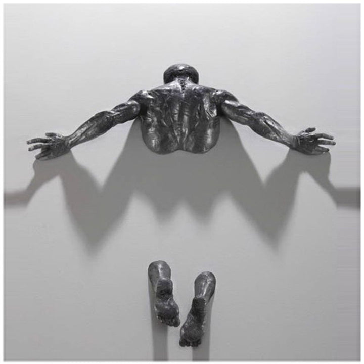Stornfield | Imitation Copper Resin Abstract Figure 3D Climbing Wall Art Through Wall Statue Sculpture