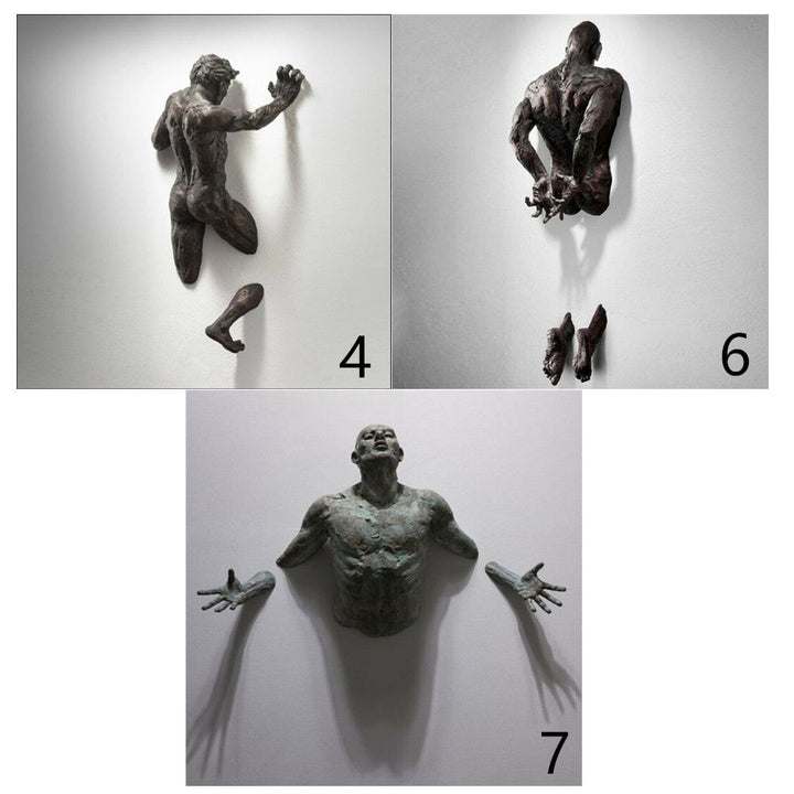 Stornfield | Imitation Copper Resin Abstract Figure 3D Climbing Wall Art Through Wall Statue Sculpture