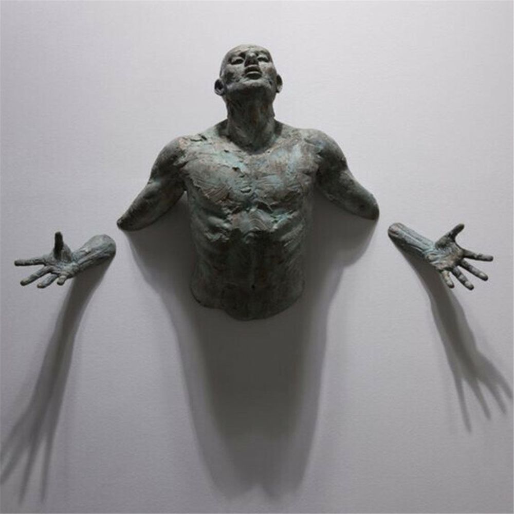 Stornfield | Imitation Copper Resin Abstract Figure 3D Climbing Wall Art Through Wall Statue Sculpture