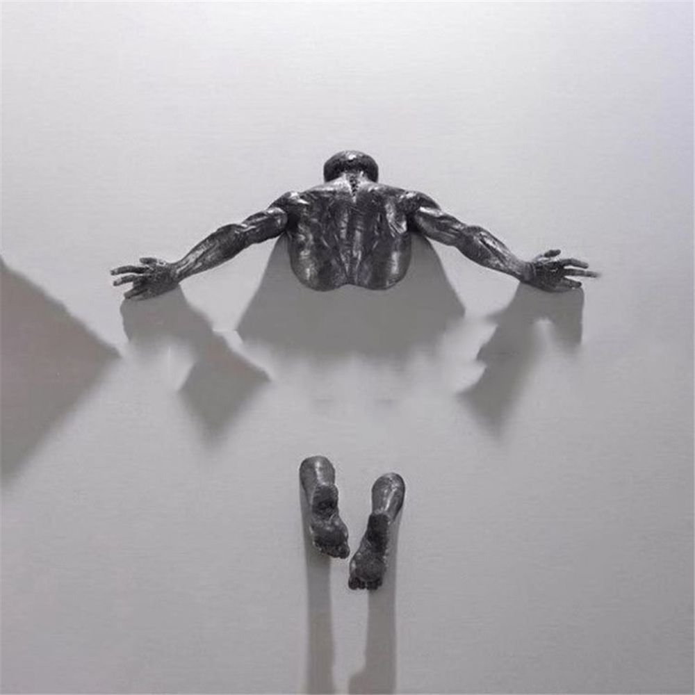 Stornfield | Imitation Copper Resin Abstract Figure 3D Climbing Wall Art Through Wall Statue Sculpture