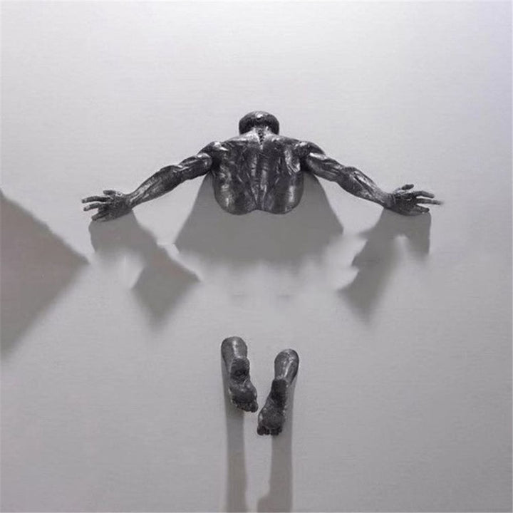 Stornfield | Imitation Copper Resin Abstract Figure 3D Climbing Wall Art Through Wall Statue Sculpture