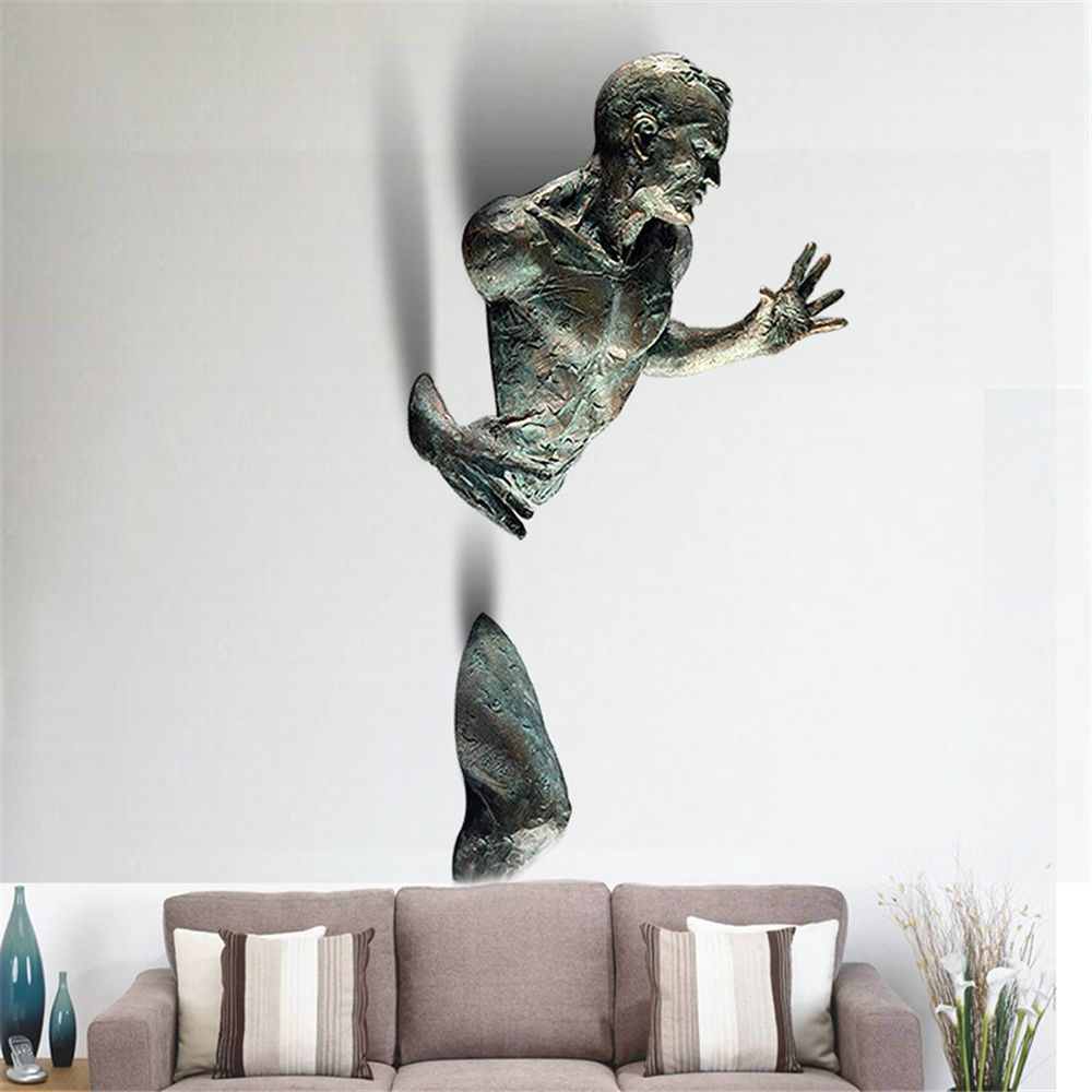 Stornfield | Imitation Copper Resin Abstract Figure 3D Climbing Wall Art Through Wall Statue Sculpture