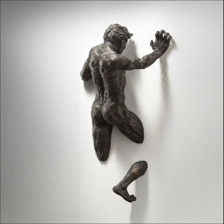 Stornfield | Imitation Copper Resin Abstract Figure 3D Climbing Wall Art Through Wall Statue Sculpture