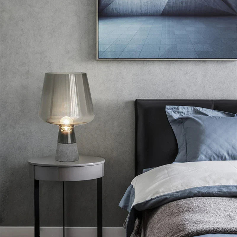Industrial table lamp made of steel with glass shade – Modern vintage bedside lamp | Stornfield