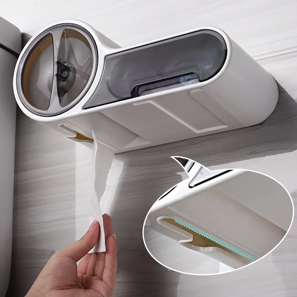 DroogHoud Self-Adhesive Toilet Paper Holder – Waterproof Wall Solution with Extra Storage Space | Stornfield
