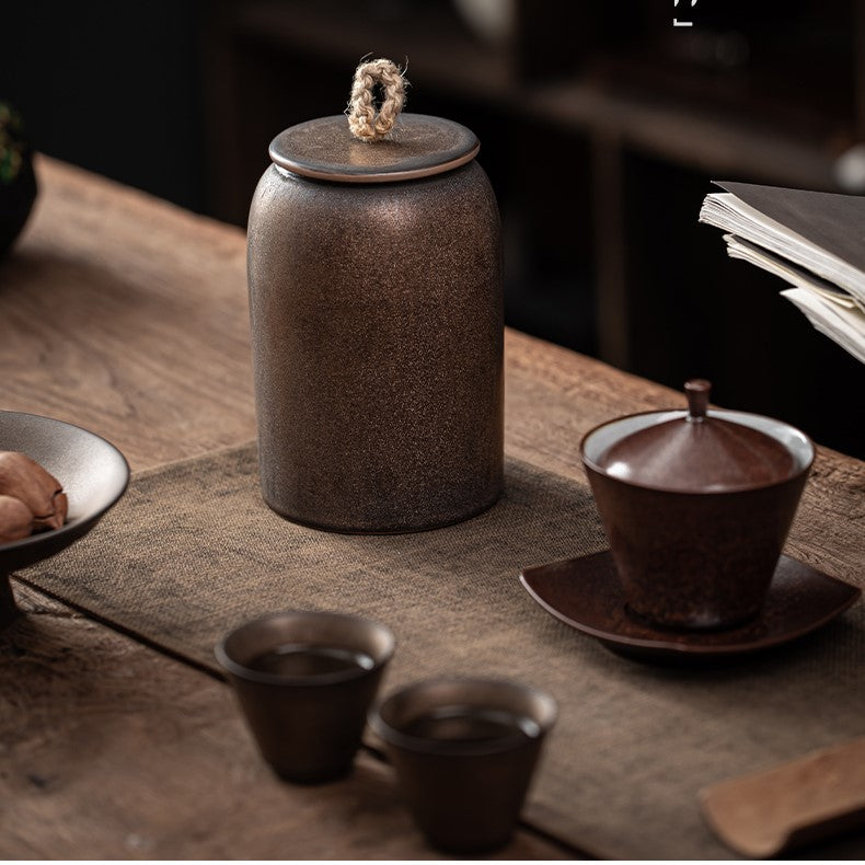 Stornfield | Japanese Ceramic Tea Caddies, Retro Stoneware, Airtight, Ceramic Gong-Fu, for Candy, Tea Ceremony Accessories