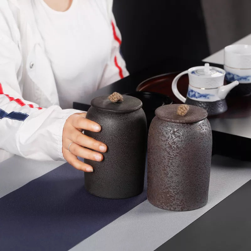 Stornfield | Japanese Ceramic Tea Caddies, Retro Stoneware, Airtight, Ceramic Gong-Fu, for Candy, Tea Ceremony Accessories