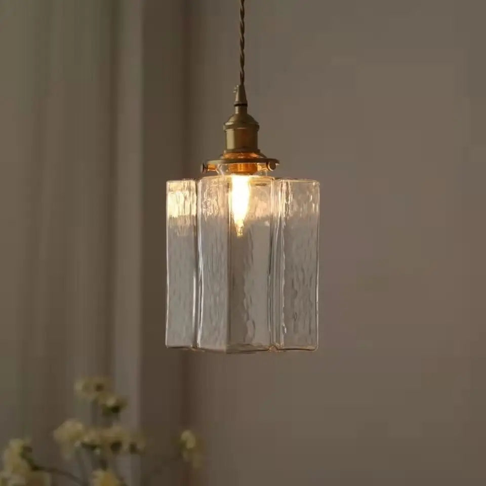Vintage Glass Pendant Light - Rustic Hanging Lamp for Living Room & Dining Room | Stornfield