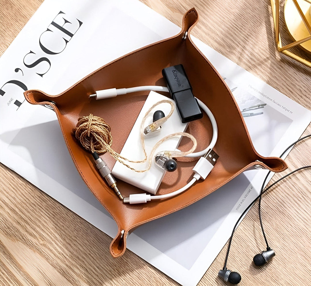 Stornfield | Boîte de rangement en cuir pour bac de collecte