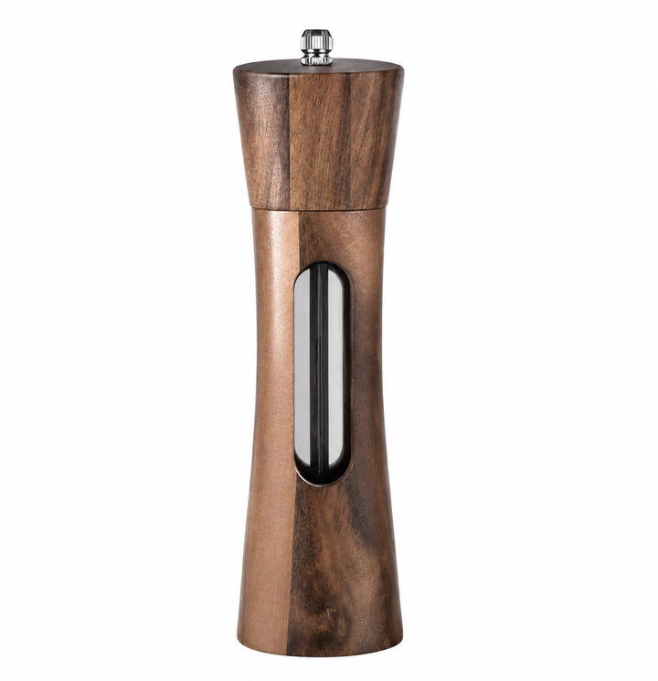 Manual salt and pepper mills – wood design with acrylic window | Set of 2 mills | Stornfield