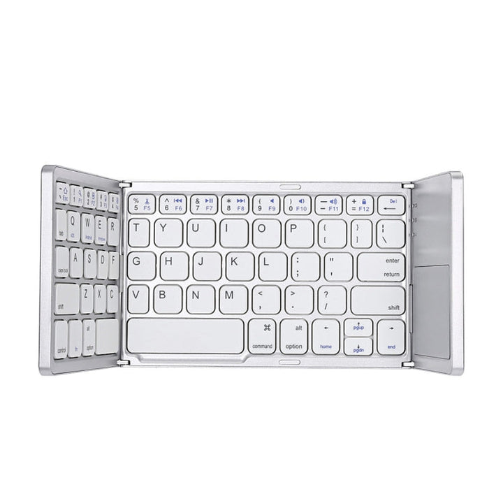 Stornfield | B033 Clavier sans fil Bluetooth rechargeable pliable 3 en 1 avec touchpad (Argent)