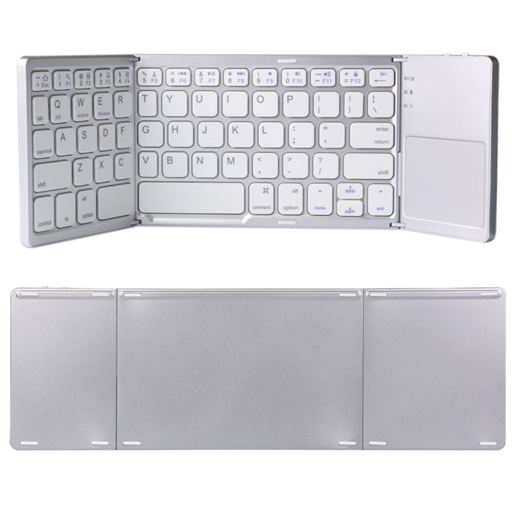 Stornfield | B033 Clavier sans fil Bluetooth rechargeable pliable 3 en 1 avec touchpad (Argent)