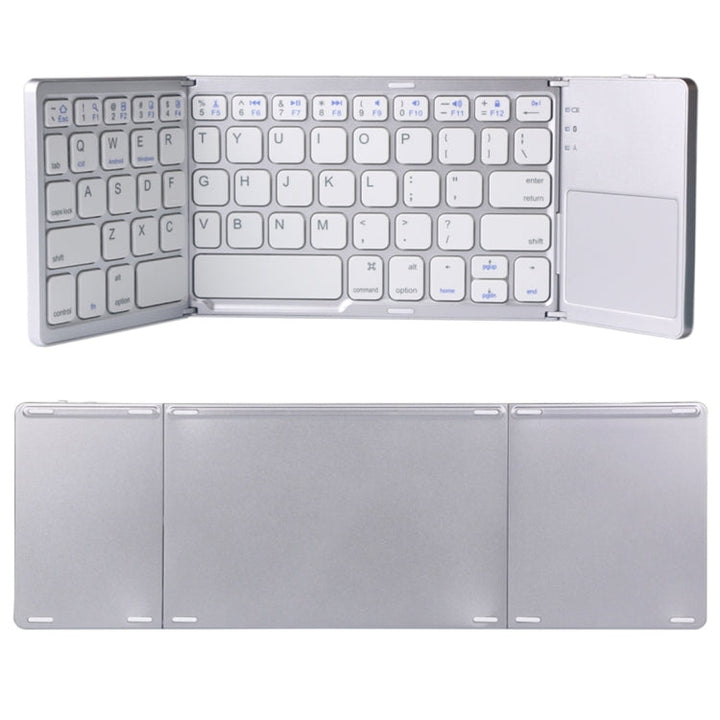 Stornfield | B033 Clavier sans fil Bluetooth rechargeable pliable 3 en 1 avec touchpad (Argent)