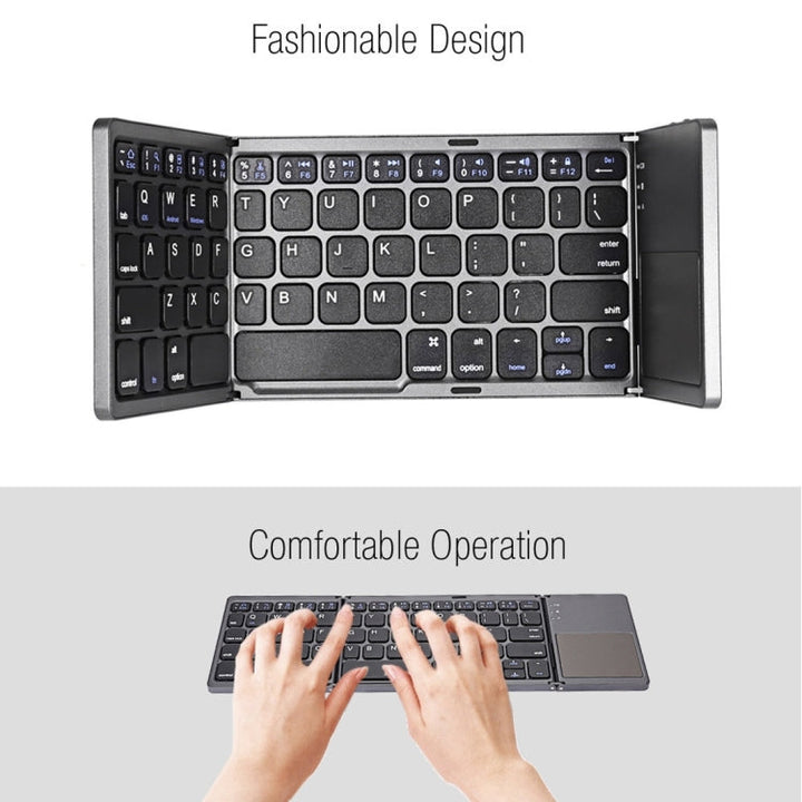 Stornfield | B033 Clavier sans fil Bluetooth rechargeable pliable 3 en 1 avec touchpad (Argent)