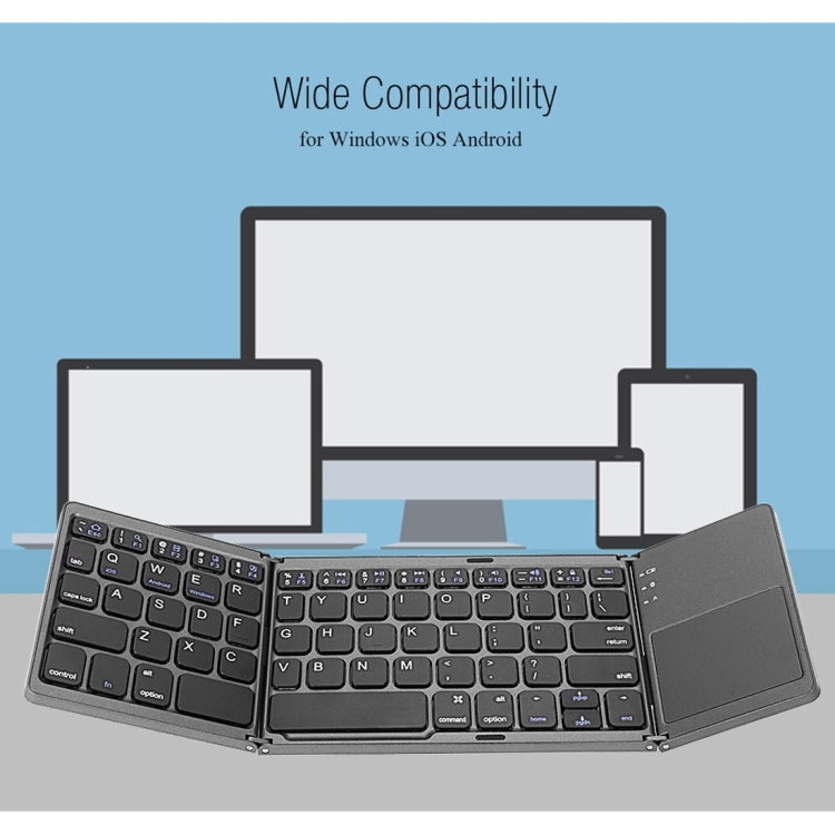 Stornfield | B033 Clavier sans fil Bluetooth rechargeable pliable 3 en 1 avec touchpad (Argent)