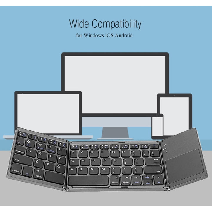 Stornfield | B033 Clavier sans fil Bluetooth rechargeable pliable 3 en 1 avec touchpad (Argent)