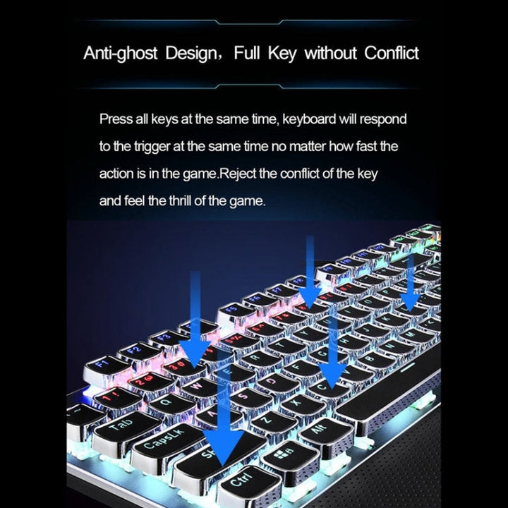 Stornfield | CLASSROOM F2088 108 Keys Mixed Plating Punk Mechanical Brown Switch Wired USB Gaming Keyboard with Metallic Keycap (Silver)