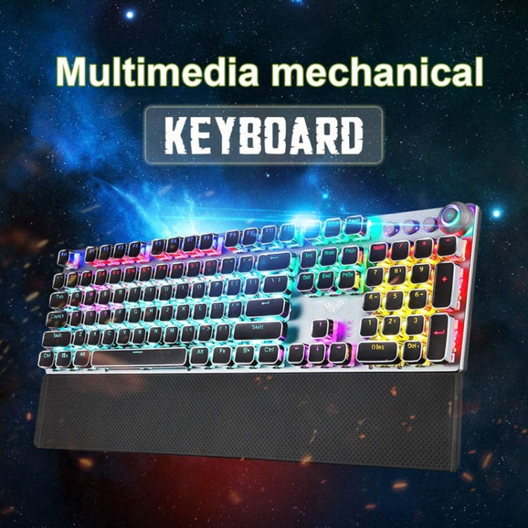 Stornfield | CLASSROOM F2088 108 Keys Mixed Plating Punk Mechanical Brown Switch Wired USB Gaming Keyboard with Metallic Keycap (Silver)