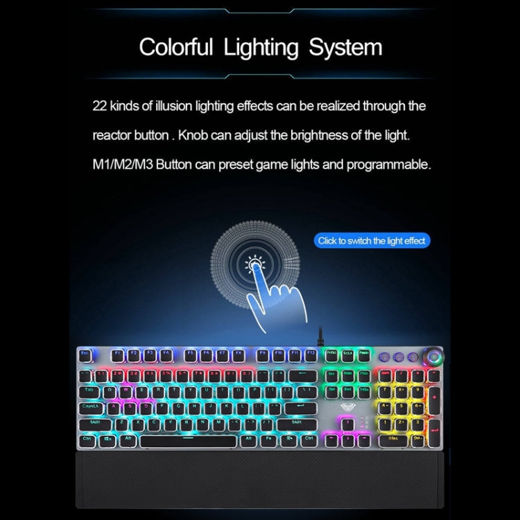 Stornfield | CLASSROOM F2088 108 Keys Mixed Plating Punk Mechanical Brown Switch Wired USB Gaming Keyboard with Metallic Keycap (Silver)